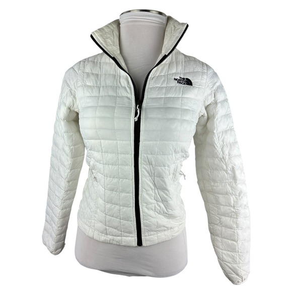 The North Face ThermoBall Jacket Womens Size XS White Full Zip Light Puffer Coat - Picture 2 of 13